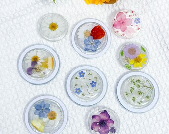Real Flower Phone Grip, Strawberry Pressed Fruit Grip, Pansy Daisy Baby's Breath Dried Flower Grip, Magnetic Lemon Pressed Flower Phone Grip
