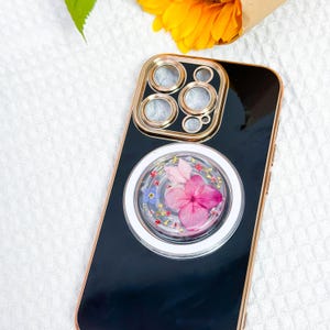 押し花 スマホグリップ❁✿  オーダーページ ソフトラベンダー♡紫 小花 花束 スマホケース 押し花
