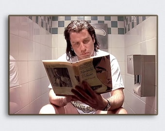 Pulp Fiction Bathroom Scene Canvas Print: Vintage Movie Poster