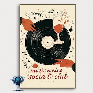 Jazz Club Poster: Retro Music & Wine Canvas Art Print