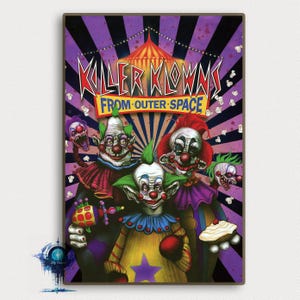 Poster del film Killer Klowns From Outer Space, arte murale, poster per la decorazione della casa, regali di alta qualità, stampa artistica su tela