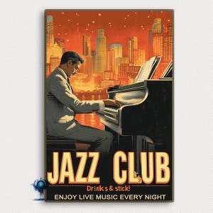 Jazz Club Poster: Retro Vintage Movie Art Print
