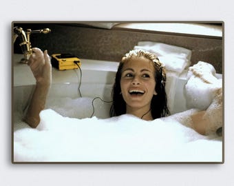 Scène de baignoire Jolie femme : affiche de film vintage, décoration murale de salle de bain