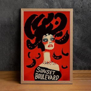 Sunset Boulevard Movie Poster, High Quality Canvas Print, Wall Art, Classic Poster, Film Fan Collectibles, Home Decor