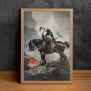 Death Dealer By Frank Frazetta Poster, High Quality Canvas Print, Wall Art, Classic Poster, Home Decor
