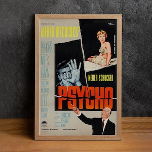 Psycho Movie Poster, High Quality Canvas Print, Wall Art, Classic Poster, Film Fan Collectibles, Home Decor
