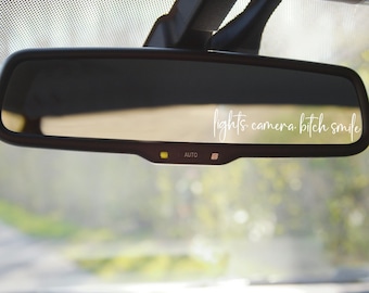 Lights Camera Bitch Smile-Positive Affirmation,Smile Everyday with this Motivational Quote Vinyl Sticker,Rearview & Car Mirror Decal,Vinyl