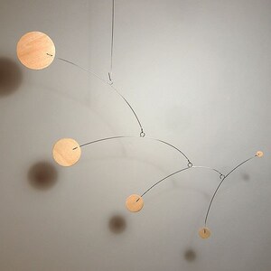 Modern Wood Art - Sun - Wooden Baby Mobile light Birch wood all natural 17&quot;w x 15&quot;h Circles