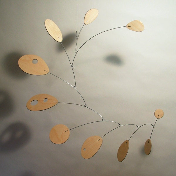 Modern Art Mobile Wood with Holes Mobius Sculpture for Natural Nursery Baby Decor M