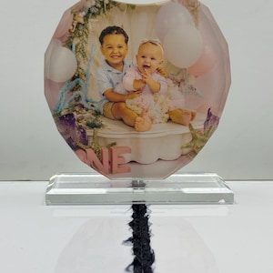 Aangepaste kristallen fotodisplay | Gepersonaliseerde uv-bedrukte kristallen aandenken | Uniek cadeau voor baby, bruiloft, herdenking of jubileum