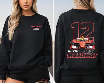 Maglietta David Malukas #12 IndyCar, maglietta Team Penske Racing, felpa con cappuccio e stampa grafica Motorsport