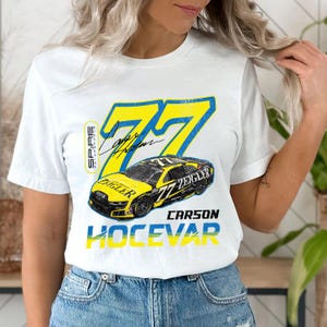 Carson Hocevar #77 Spire Motorsports Racing T-Shirt, NASCAR Fan Tee image 8