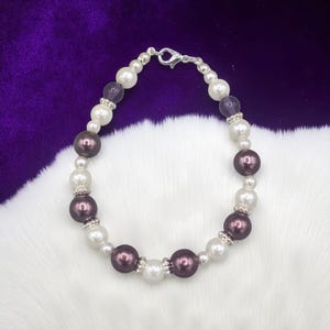 Handmade Dark Purple Pearl Beaded Bracelet