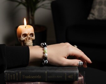 Handmade Beetlejuice Inspired Beaded Bracelet