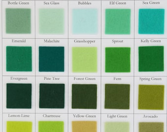 Green Wool Felt, CHOOSE THREE SHEETS, 8 x 12 Inch, 1mm Thick Felt, Merino Wool, Pure Wool Felt