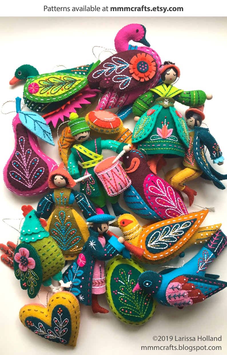Jewel Colorway Twelve Days Ornaments MmmCrafts 100/% Wool Felt Patterns Sold Separately Supplies Kit