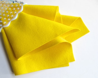 Lemon Yellow Felt, 100% Wool, Large Felt Sheet, Wool Felt Square