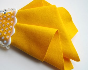 Marigold Wool Felt, Large Felt Square, 100% Wool Felt, NonWoven, Yellow Felt Fabric