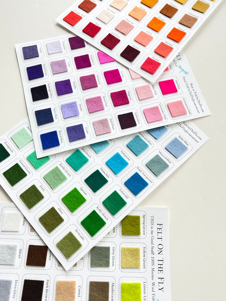 PREORDER Wool Felt Swatches 100 Wool Color Samples Merino Etsy