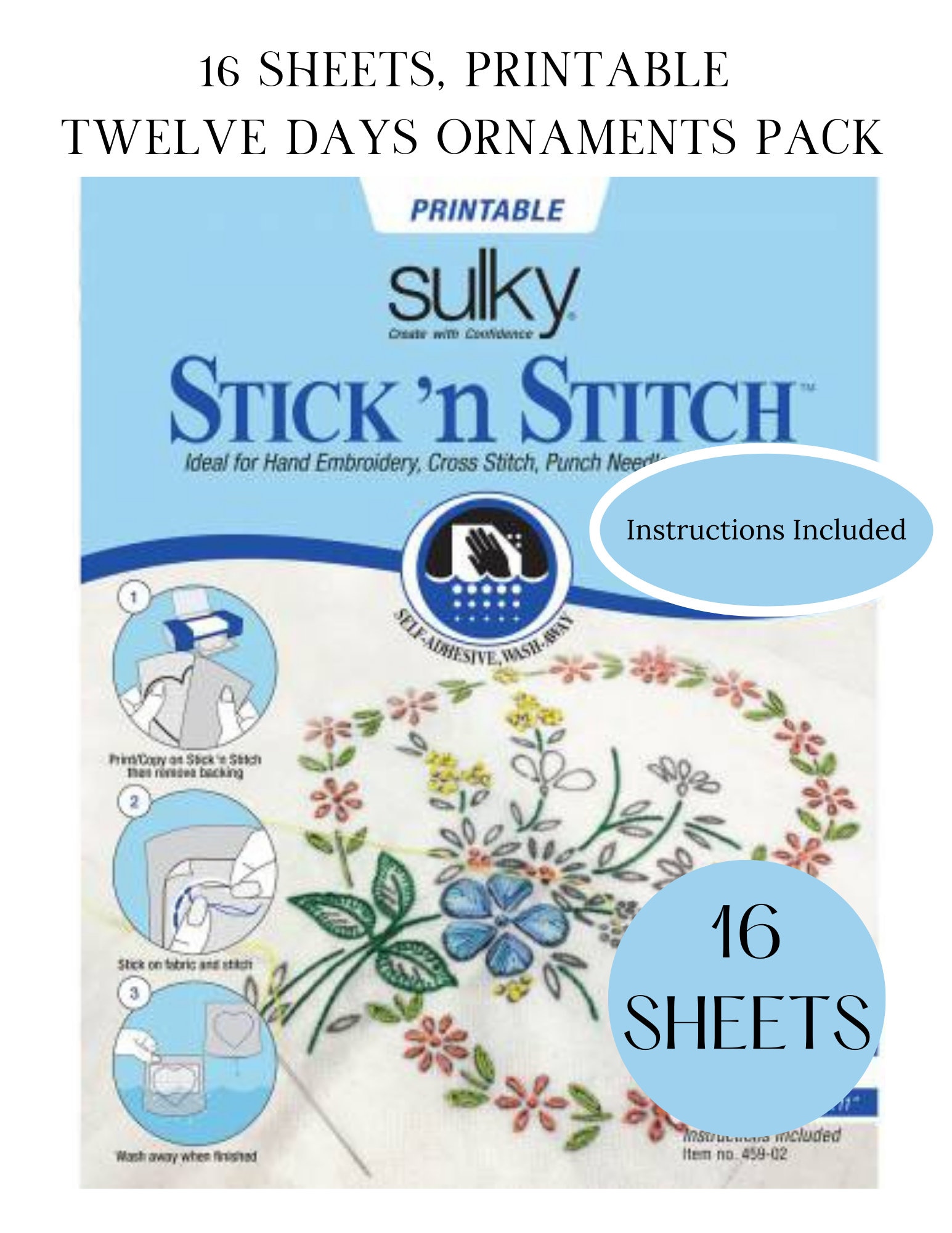 Sulky Fabri Solvy, printable stabilizer, stick and stitch paper, embroidery  transfer patches, water-soluble fabric stabilizer