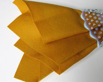 Wool Felt Square, Dull Gold, Large Felt Sheet, Wool Felt Square, 100% Wool, Nonwoven Felt