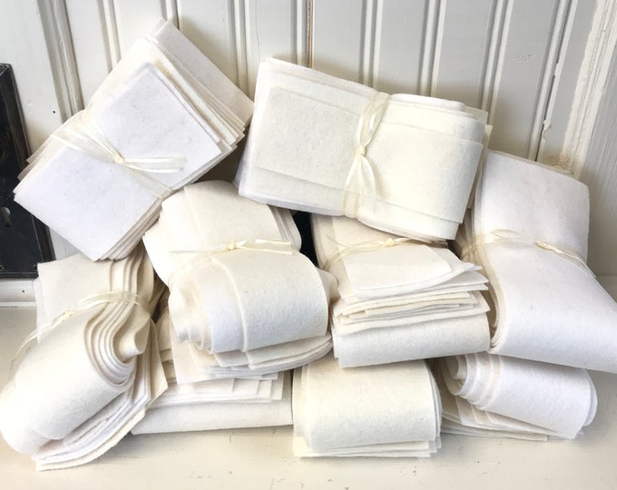 Felt Assortment, 100 Wool, 1mm Thick, Shades of White, Set of Ten