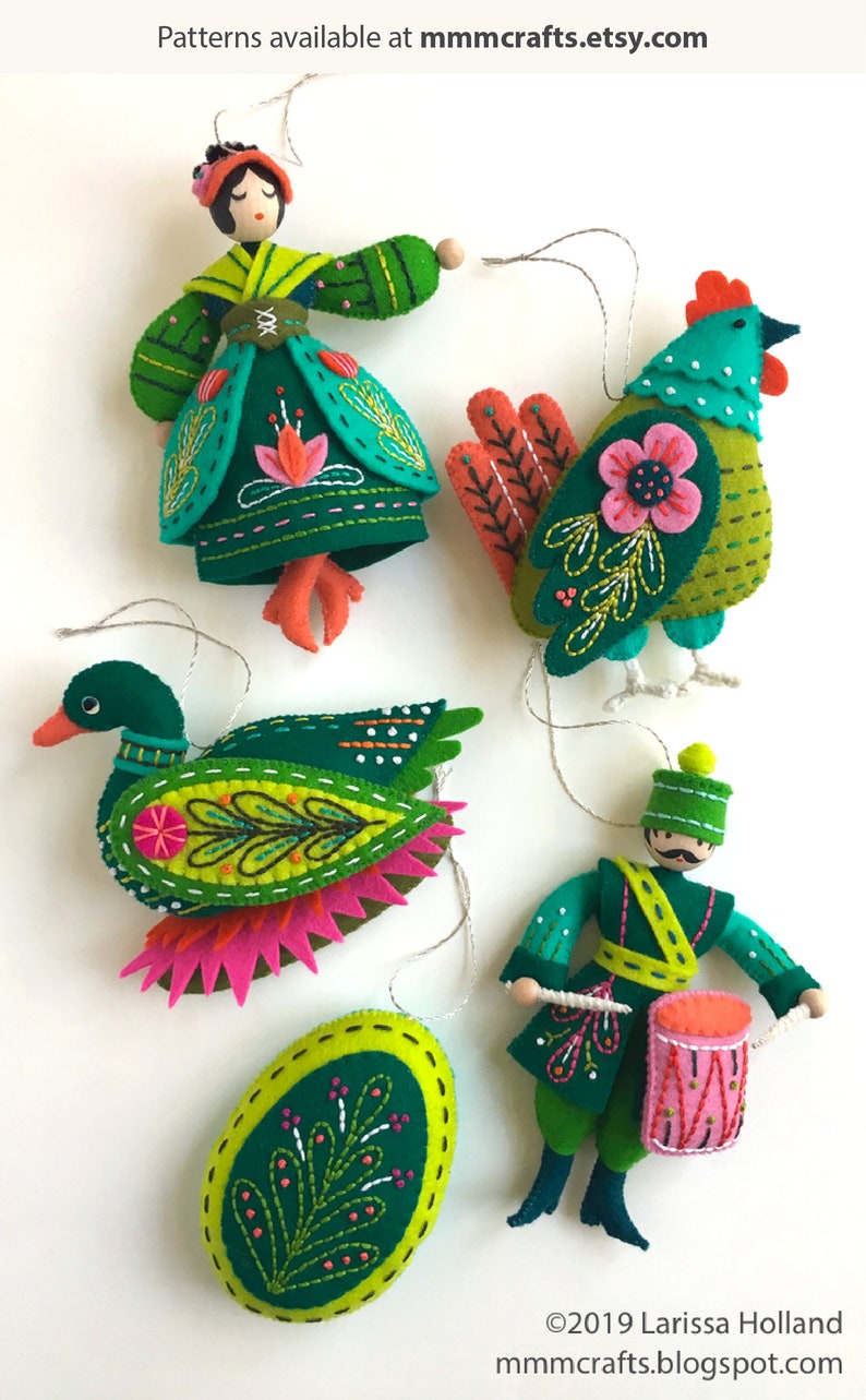 Jewel Colorway Twelve Days Ornaments MmmCrafts 100/% Wool Felt Patterns Sold Separately Supplies Kit