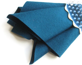 Dark Teal, 100% Wool, Pure Merino Fiber, Felt Square, Non Woven, Certified Safe