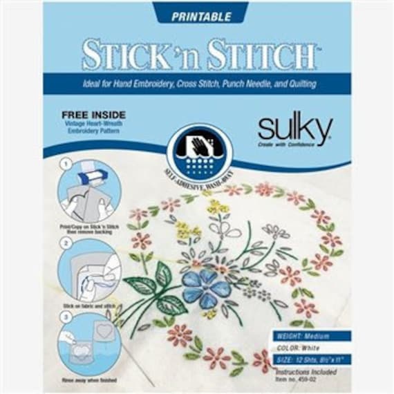 12 Sheets, Stick N Stitch, Printable Stabilizer, Sulky Fabri Solvy,  Printable Embroidery, Water Soluble Paper, Sulky Stabilizer 