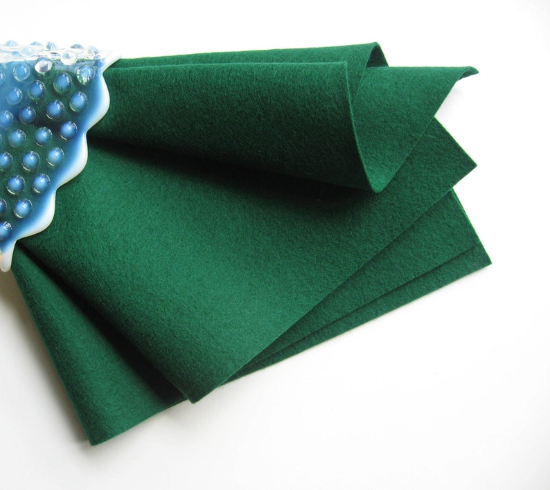 Evergreen Felt, Pure Merino Wool, Dark Green Felt, Felted Wool, Non Woven Wool image 1