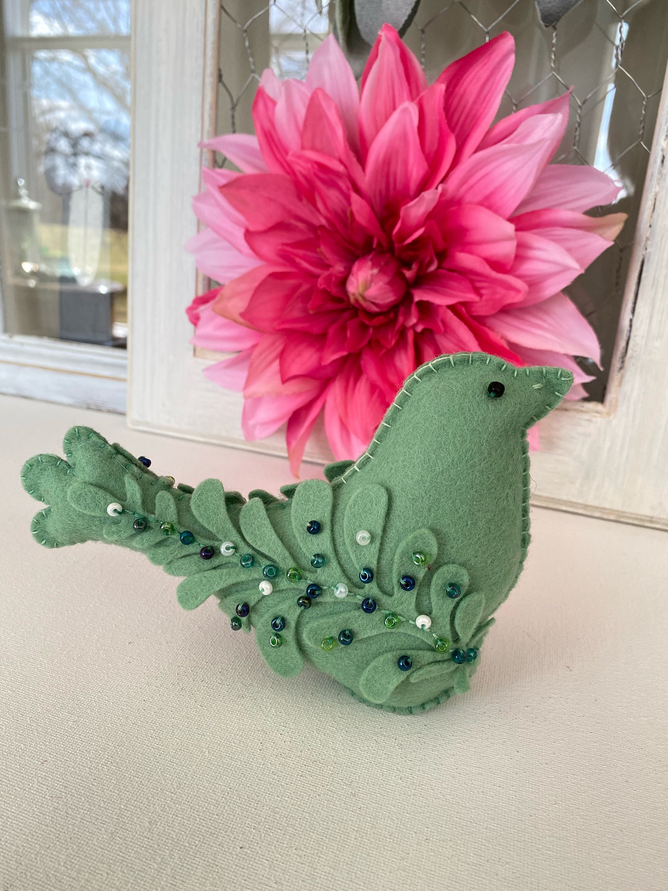 Pincushion Kit DIY Project Beaded Bird Pure Wool Felt Etsy