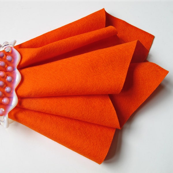 Carrot Wool Felt, Bright Orange Felt, Felt Fabric, Wool Felt Square, 100% Wool Felt