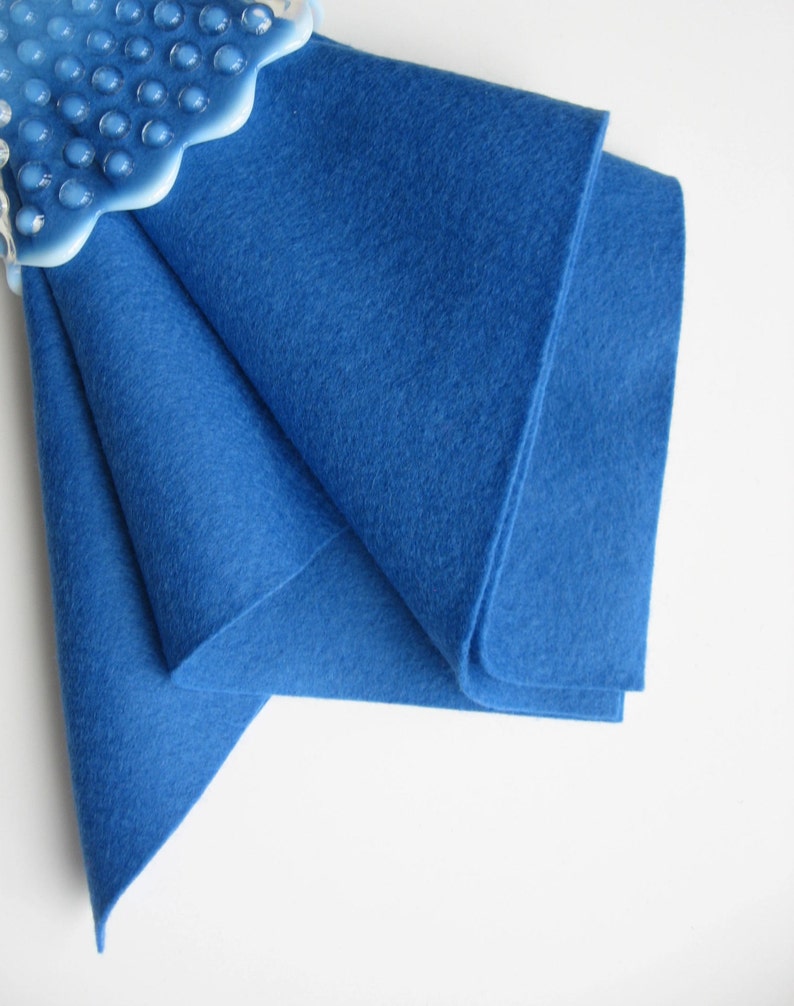 Blue Wool Felt, 100% Wool, Merino Wool Felt, Felt Square, Felted Wool, Washable Felt image 2