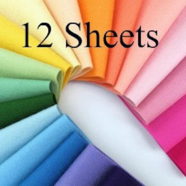 Wool Felt Sheets, 100% Wool, Choose TWELVE, Pure Merino, 1mm Thick, Nonwoven, European Wool Felt, Optional DMC Floss