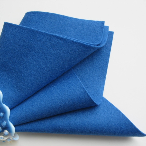 Blue Wool Felt, 100% Wool, Merino Wool Felt, Felt Square, Felted Wool, Washable Felt