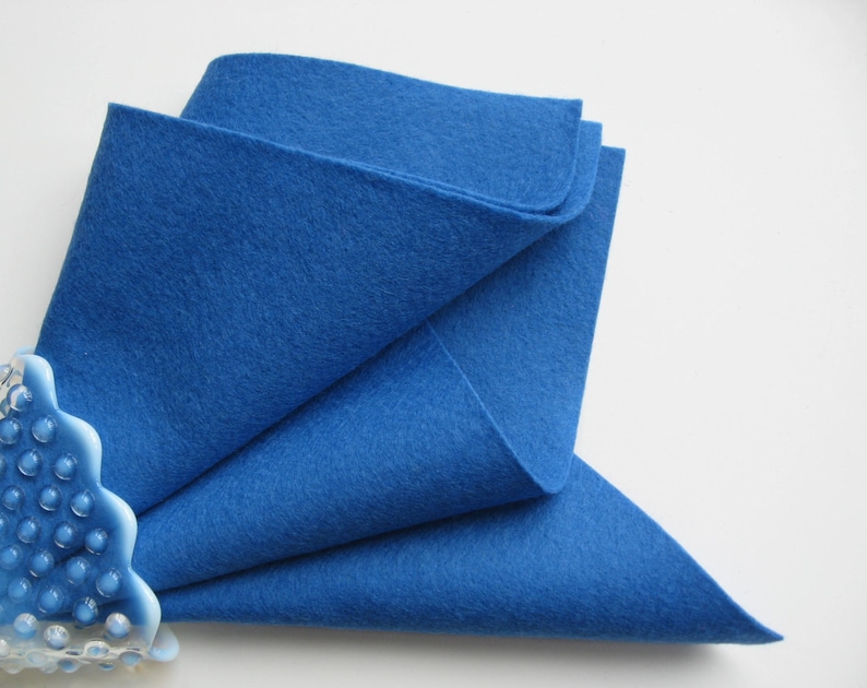 Blue Wool Felt, 100% Wool, Merino Wool Felt, Felt Square, Felted Wool, Washable Felt image 1