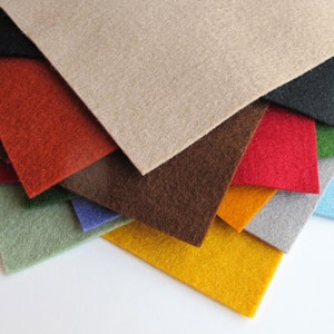 Wool Felt Set, 100% Wool, Primitive Shades, Pure Merino Fiber, Twelve Sheets, DMC Floss Option image 3