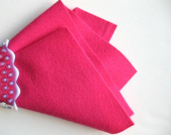 Flamingo Pink, Wool Felt Fabric, 100% Wool, Felt Sheet, 18 Inch Square