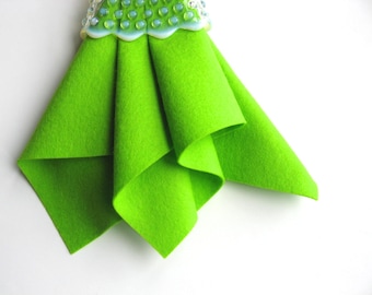 Lemon Lime Felt, Pure Merino Fiber, Felt Square, 100% Wool