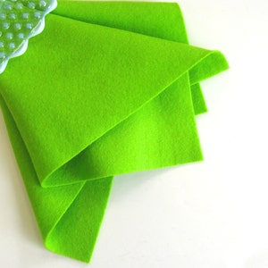 Chartreuse Felt, 100% Wool, Bright Green, Non Woven Wool image 3