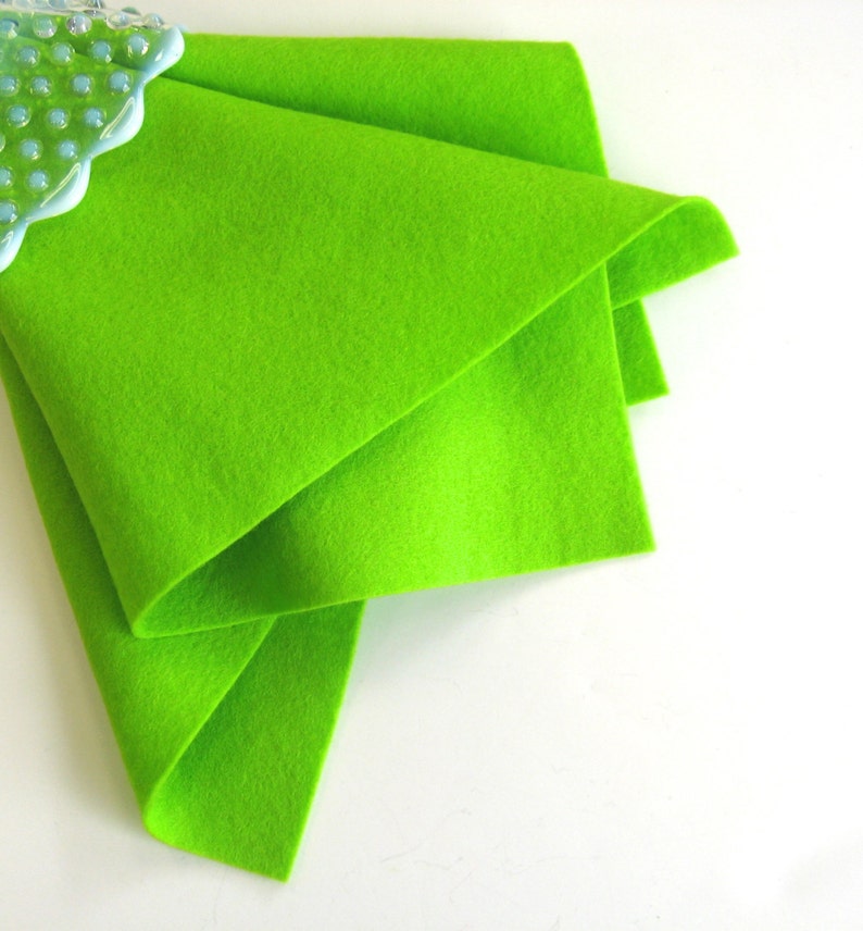 Chartreuse Felt, 100% Wool, Bright Green, Non Woven Wool image 3