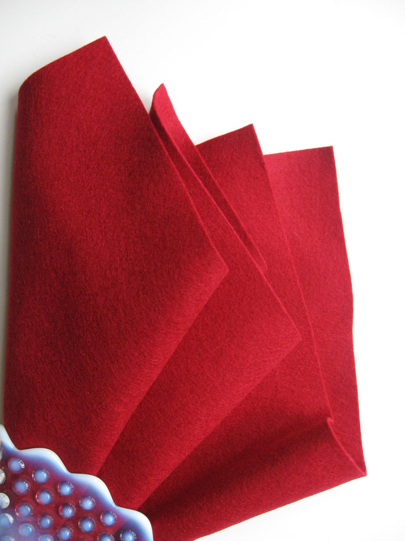 Dark Red Felt, 100% Wool, Felt Square, Large Felt Sheet image 2