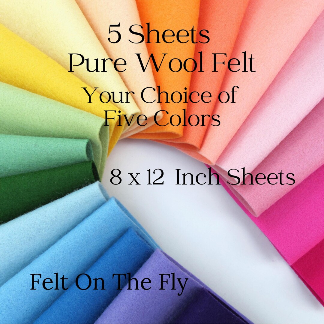 Wool Felt, Pure Merino Wool, CHOOSE FIVE Sheets, Nonwoven Fabric 