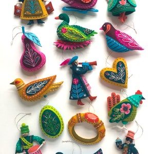 Twelve Days Ornaments, Jewel Colorway, Supplies Kit, 100% Wool Felt, Patterns Sold Separately, MmmCrafts image 1