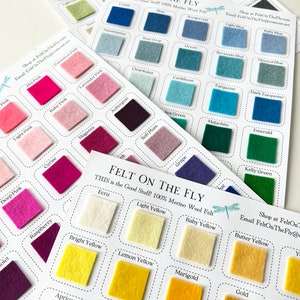 PRE-ORDER, Wool Felt Swatches, 100% Wool, Color Samples, Merino Wool Fiber, Color Card Set, Swatch Book, Felt Color Chart, Fabric Swatches image 1