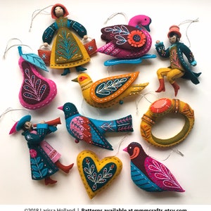 Twelve Days Ornaments, Jewel Colorway, Supplies Kit, 100% Wool Felt, Patterns Sold Separately, MmmCrafts image 6