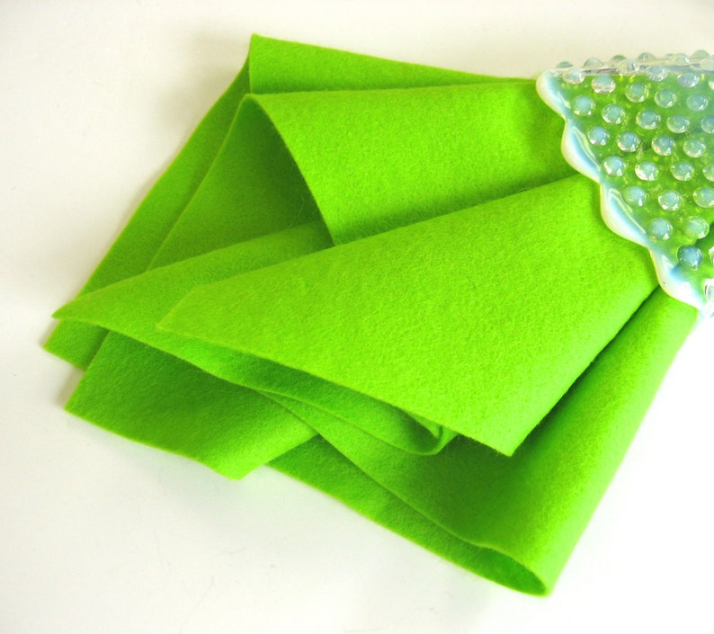 Chartreuse Felt, 100% Wool, Bright Green, Non Woven Wool image 2