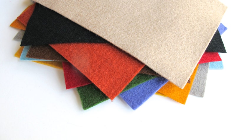 Wool Felt Set, 100% Wool, Primitive Shades, Pure Merino Fiber, Twelve Sheets, DMC Floss Option image 2