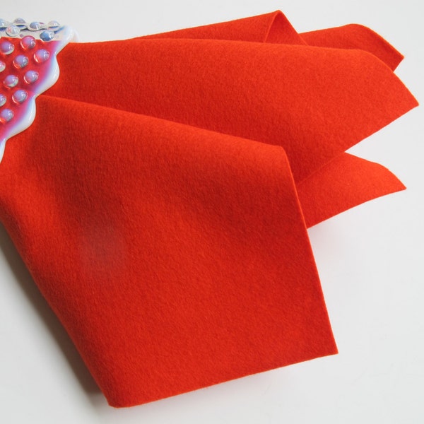 Orange-Red Felt, 100% Wool, Pure Merino Fiber Large Felt Sheet, Felt Square, Non Woven Fabric