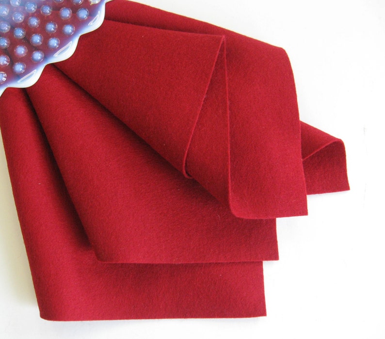 Dark Red Felt, 100% Wool, Felt Square, Large Felt Sheet image 4